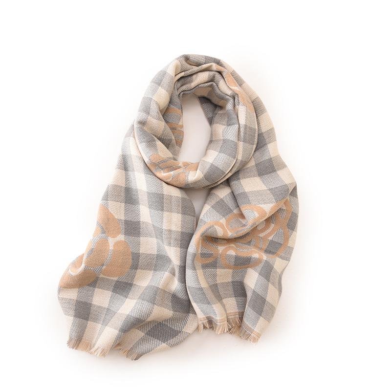 New Style Scarf for Women High End Autumn and Winter Anti Cold and Warm Plaid Scarf Printed Tassel Mid-length Scarf Shawl
