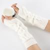 Women Fashion Warm Long Fingerless Gloves Thicken Knitted Elastic Mittens Arm Warmers for Cold Weather