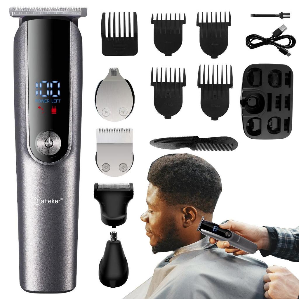 Hatteker 5 In1 Beard Trimmer Electric Hair Clippers Hair Trimmer for Men Shaver Nose/Ear Hair Trimmer Gromming Kit for Men