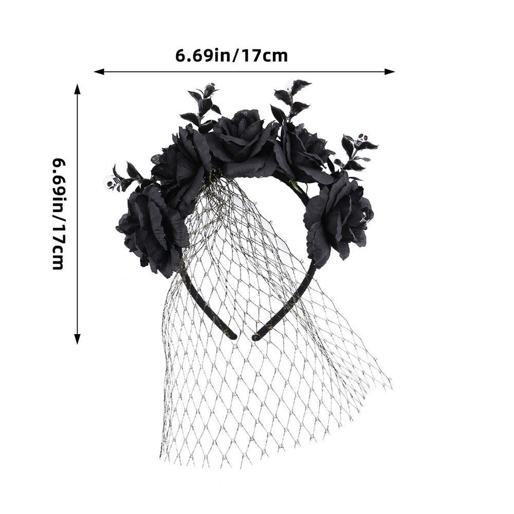 Lace Veil Rose Hair Hoop Gothic Halloween Flower Crown Halloween Decor Gifts