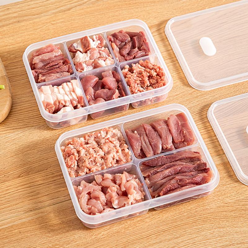Контейнер для хранения в холодильнике, ланч-бокс, криспер для продуктов, герметичный контейнер для пищевых продуктов, замороженное мясо, 2/4/6 отделений, контейнер для хранения в холодильнике