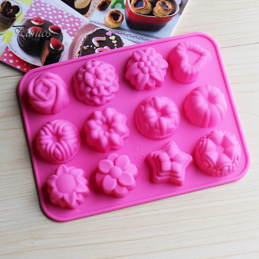 Puntos DIY силиконовая форма для выпечки шоколадных конфет в форме цветка с 12 отверстиями
