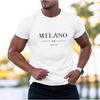 Мужская хлопковая футболка с коротким рукавом и круглым вырезом с принтом «Милан»