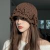 Женские шляпы Новая ручная вязка Цветочная коса Вязаная шапка для женщин Ретро Теплая и стильная Шляпа с бахромой Модная