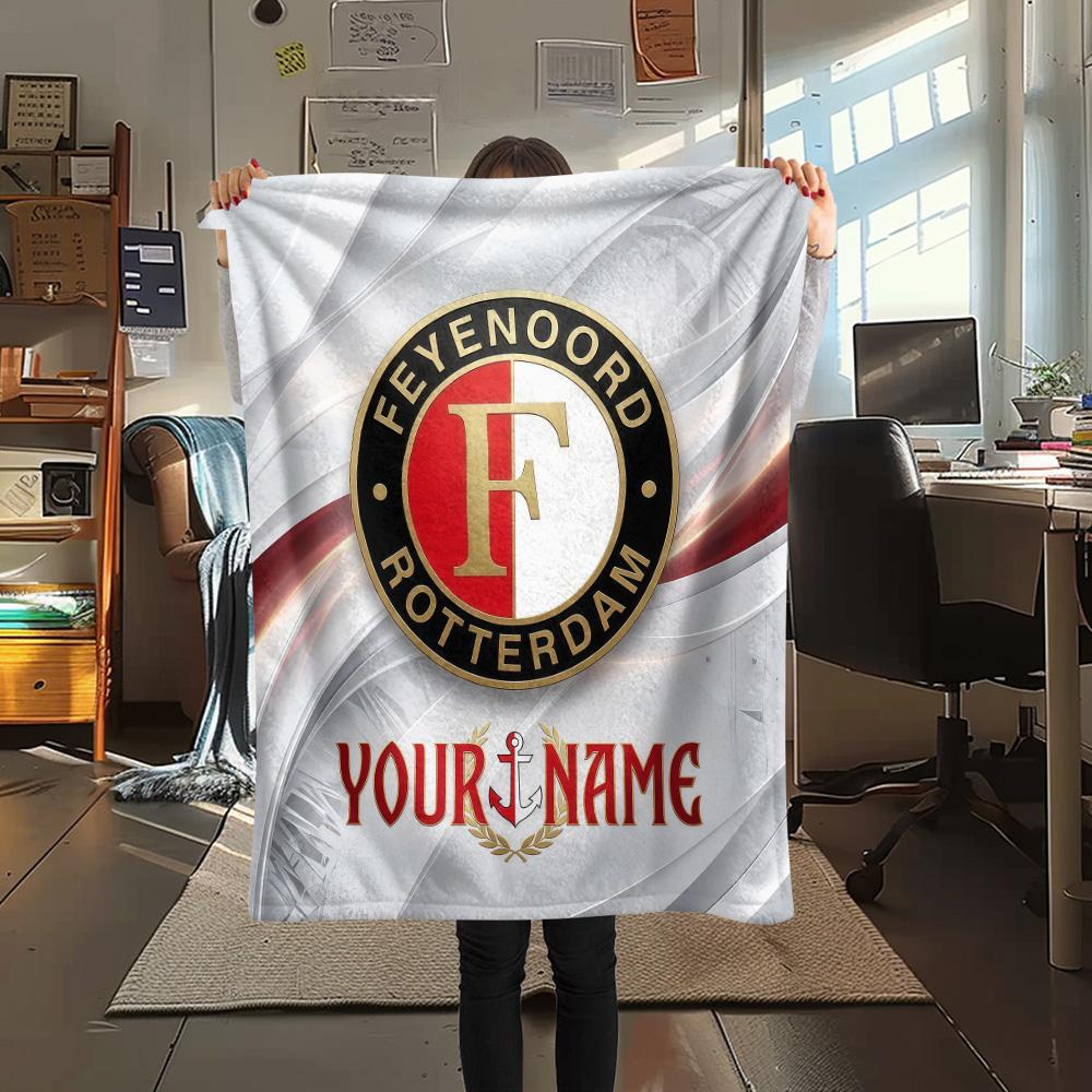 Custom Name Feyenoord2 Flannel Blanket, High quality Comfortable for All Seasons, Home Decor, Warmth and Comfort