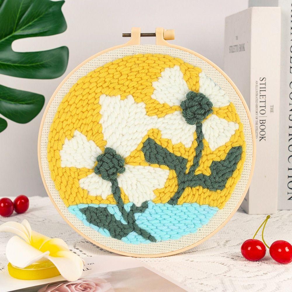 Handmade Punch Needle Set Flower Pattern Rug Punch Embroidery Starter Kit  Educational Toys