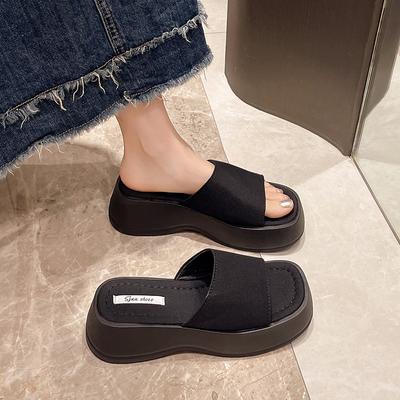 Платформенные шлепанцы женские летние новые крутые шлепанцы женские туфли на высоком каблуке пляжная обувь тапочки