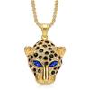 Cubic Zirconia Leopard Head Pendant Stainless Steel Necklace For Men Hip-hop Trendy Jewelry Gift