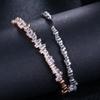 Браслет WWJ Noble Vogue Square Cut Baguette с кубическим цирконием и открывающейся манжетой