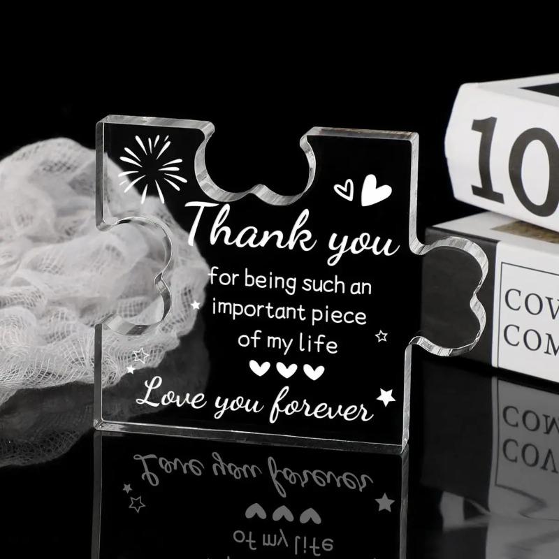 2D Flat Acrylic Puzzle Thank-you Gift Desktop Decoration Plaque, Home Decor Plaque Hanging Wall Art Decorative Garden Decoration for Room Door Signs H