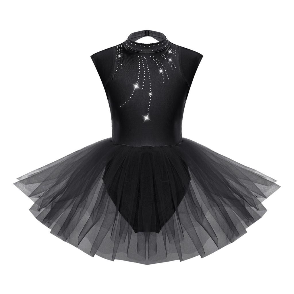 Ballet Leotards for Girls Toddler Leotard with Tutu Skirt Dance Tutu Dress Shiny Rhinestones Performance Dresses