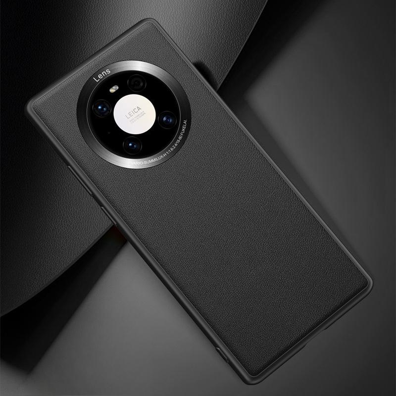 Модный и подходящий чехол для мобильного телефона Huawei Mate40pro+ Полностью закрывающий, противоударный, простой деловой мужской однотонный кожаный защитный чехол