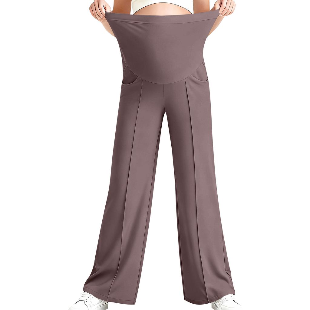 Брюки для йоги для беременных, с карманом на животе, эластичные широкие брюки для работы/повседневной носки, брюки для беременных для дома