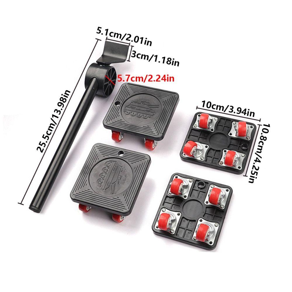 5Pcs Heavy Duty Furniture Lifter Set Straight/Bent Shank Appliance Slider Cabinet Moving