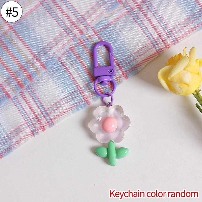 Lovely Sakura Flower Keychain Charm Cute Colored Transparent Flower Keychain Pendant Enamel Bag Hanging Pendent Charms Key Ring