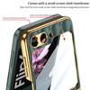 Для Samsung Galaxy Z Flip 6 5 Чехол Алмазная Кожаная Подставка-Кольцо Защитная Пленка для Заднего Экрана Покрытие с Гальваническим Краем для Чехла Galaxy Z Flip6