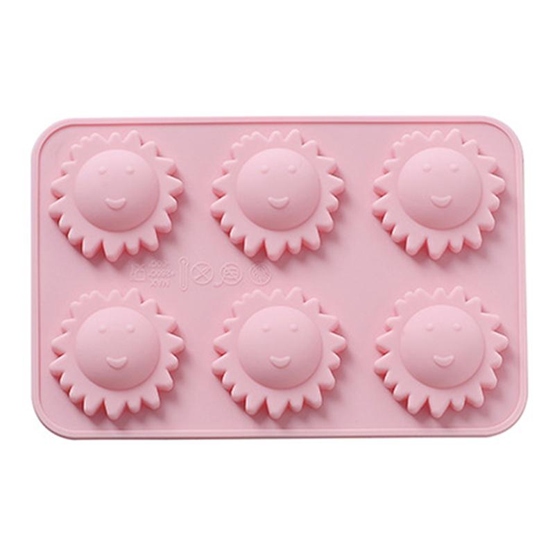 Sun Shape Silicone Cake Mold, 6 Cavities, Cookie Chocolate Ice Cube Mould, Nonstick Candy Baking Mold, DIY Cake Decoration Tool