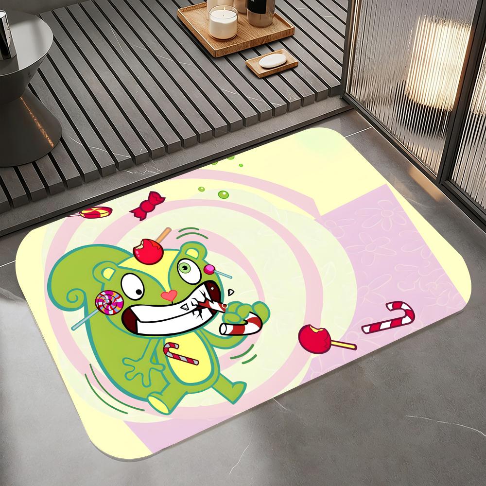 Аниме H-Happy Tree Friends Напольный коврик, Диатомовый коврик для ванной, Быстросохнущий, Впитывающий, Нескользящий коврик для двери
