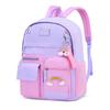 Multi-Pocket Nylon School Bag Cartoon Anti-theft Backpack for Student Children Preschool Girl Casual Bookbag Schoolbag Purple