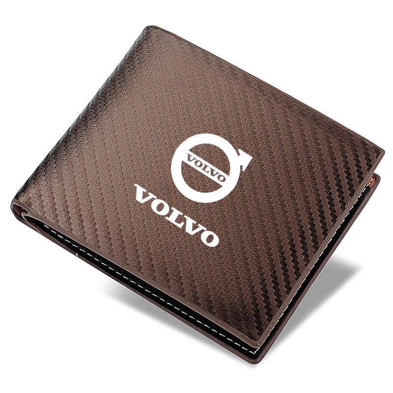 Leather Carbon Fiber Car Logo Wallet Driver License Credit Card Purses for Volvo Rdesign V40 V50 XC70 XC60 S90 XC90 S60 XC40 V60