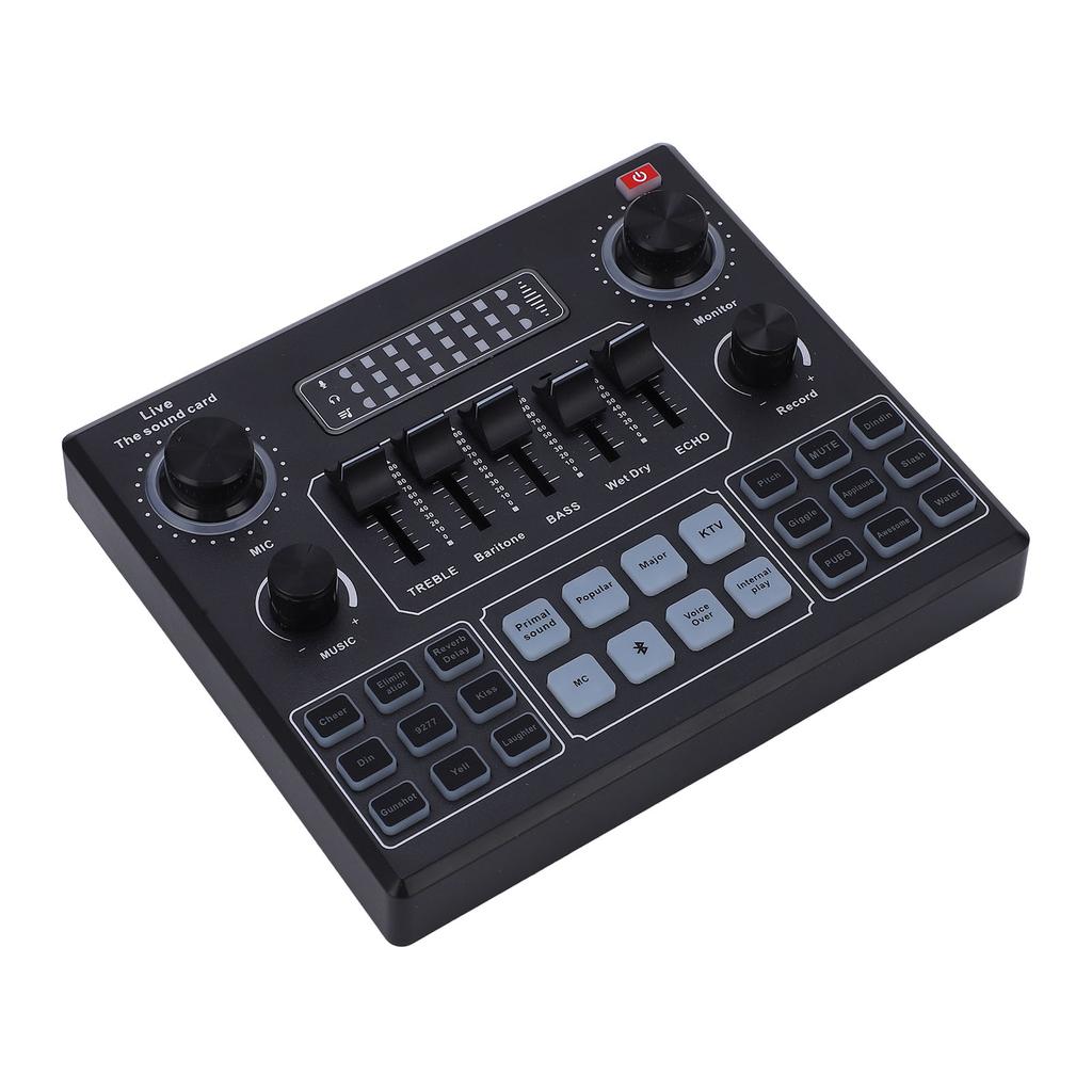 Двухканальная звуковая карта для прямой трансляции, Bluetooth аудиомикшер-конвертер с зарядным кабелем, батарея 800 мАч