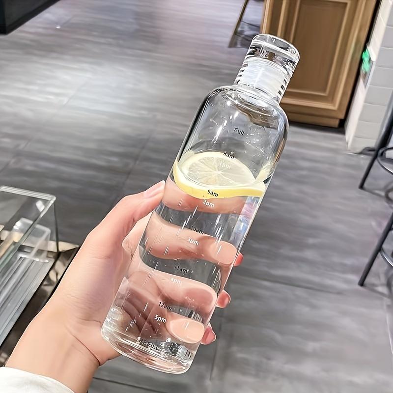 16.9oz/500ml Простая чашка со шкалой времени, прозрачная пластиковая чашка, модная прозрачная спортивная бутылка для воды, герметичная, портативная, для сока, молока