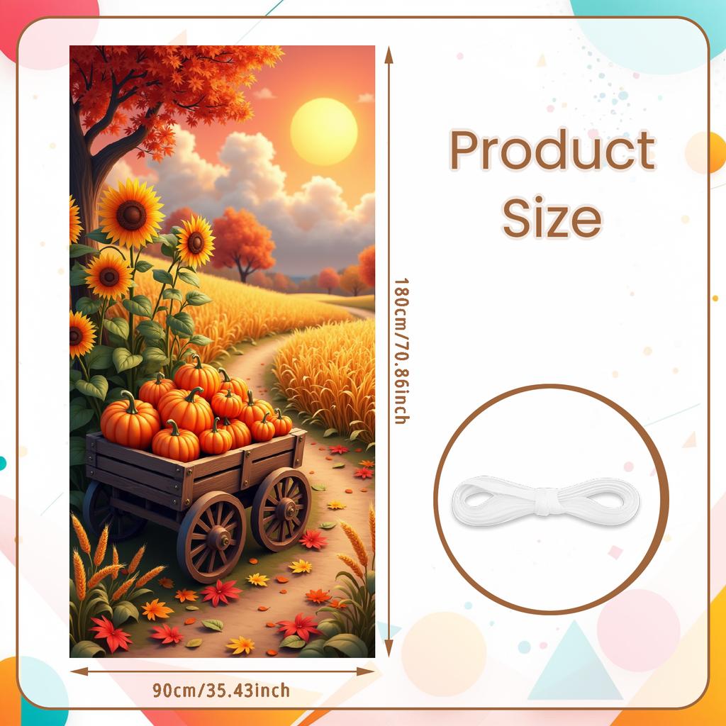 Outdoor Decor Pumpkin Cart Seasonal Banner Sunflower Decor Wooden Cart Pumpkin Design For Halloween Party Seasonal Decor