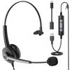 Wantek Headset USB Single Ear with Noise Canceling Microphone Call Center Headset Suitable for Web Call Remote Home Work Professional Business