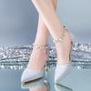 High heels women's summer 2024 new pointed head light mouth stiletto word with rhinestone silver bridal wedding shoes sandals