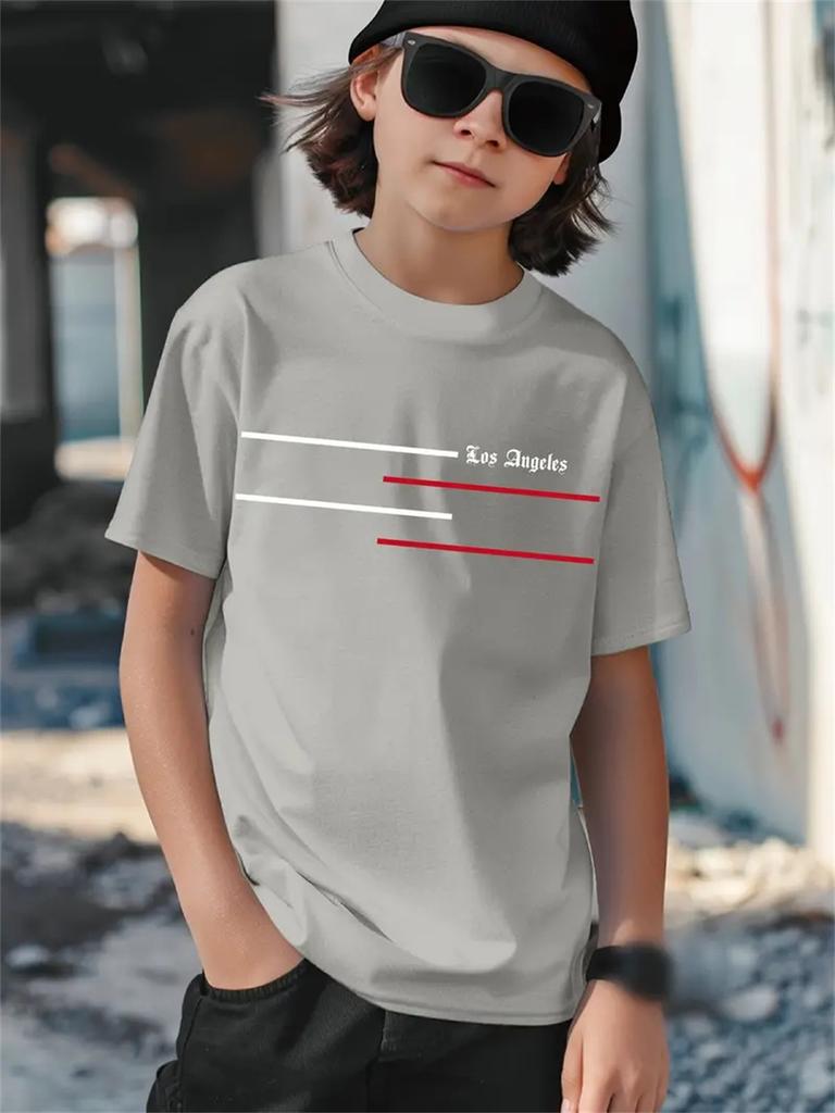 Футболка с принтом Simple Letter 3D, детская одежда с коротким рукавом, модная футболка для мальчиков, детская одежда для мальчиков