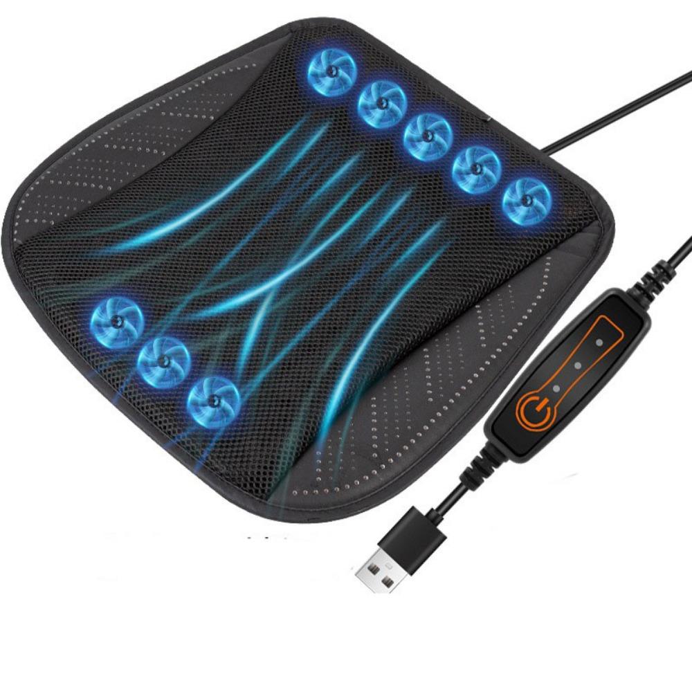 with 8/5 USB Fans Car Ice Silk Seat Cushion Fast Blowing Car Seat Cooling Pad Office Chairs