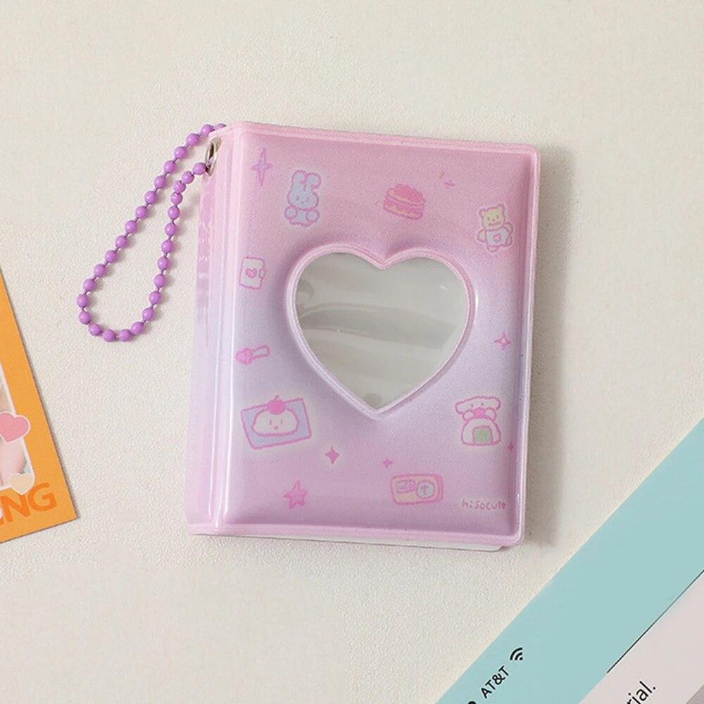 2 Inch 16 Pockets Small Photo Album Korean Cartoon Photos Collect Book Card Holder With Keychain Mini Card Bag Photocard Holder