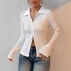 Women's Elegant Solid Colour Textured Long Sleeve Fashion Shirt