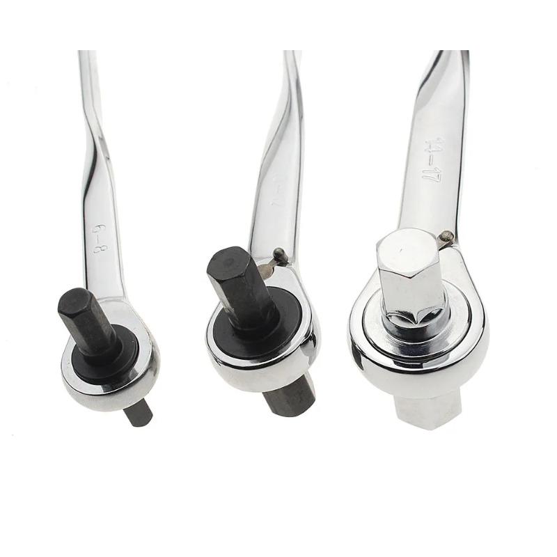 1 шт. высококачественный CR-V храповой шестигранный ключ гаечный ключ с храповым механизмом ключ шестигранный многофункциональный инструмент двухсторонний гаечный ключ метрический 4-17 мм