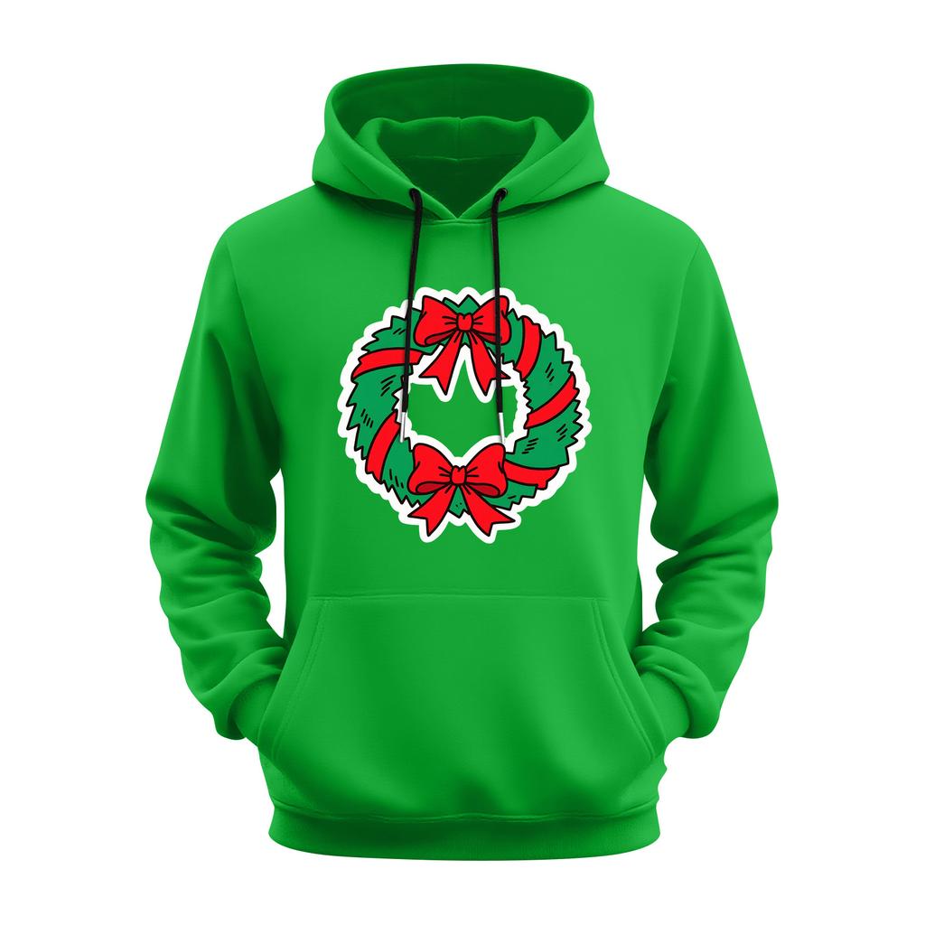 Мужская повседневная спортивная толстовка с капюшоном и карманом, с рождественским принтом, с длинным рукавом