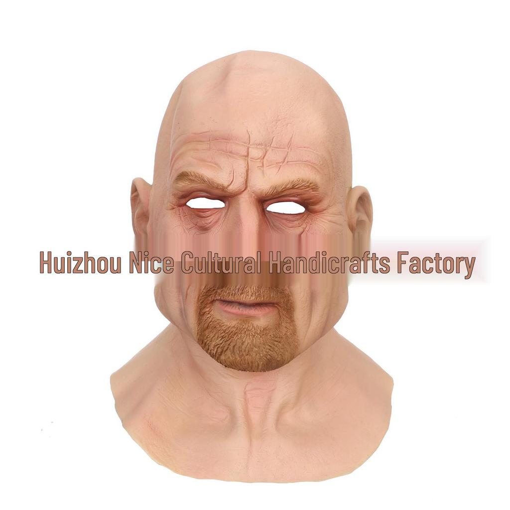 Crying Child Latex Mask with Wig - Handsome Guy Style Halloween Old Man and Young Person Face Mask
