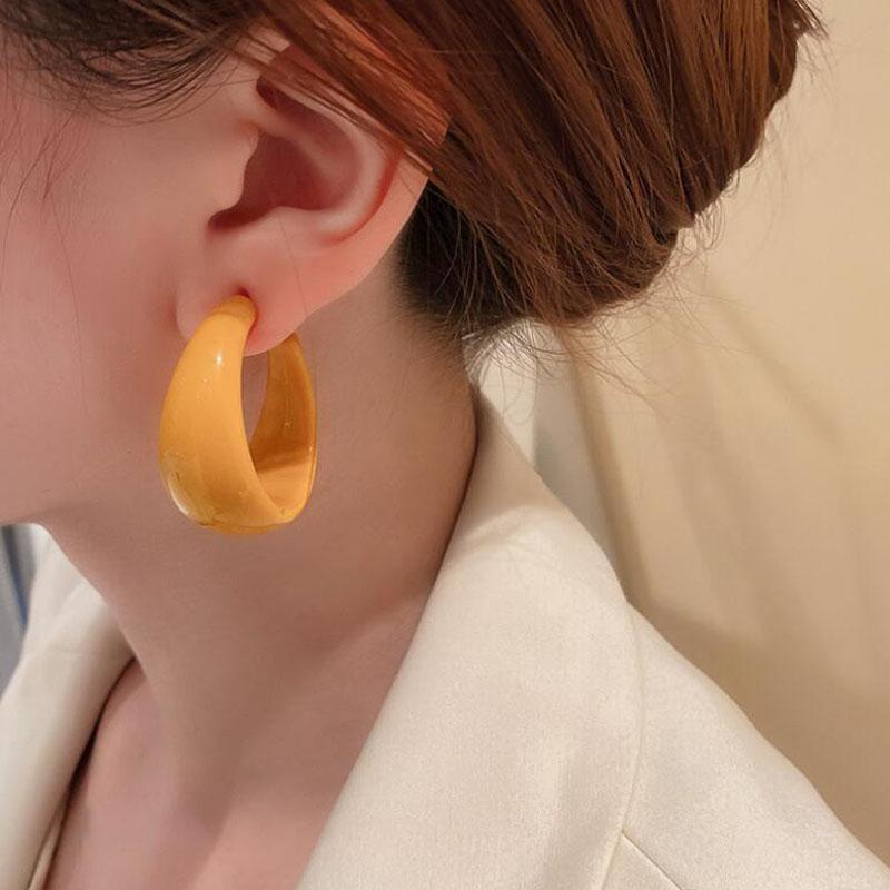 Модные акриловые серьги-кольца для женщин, С-образная серьга, большая круглая, простая, эффектная серьга, дикие украшения MIT