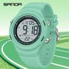 Sanda 6372 Brand Trendy Men Led Electron Watch Soft Tpu Strap Big Screen Led Digital Waterproof Alarm Clock Sports Men's Watches