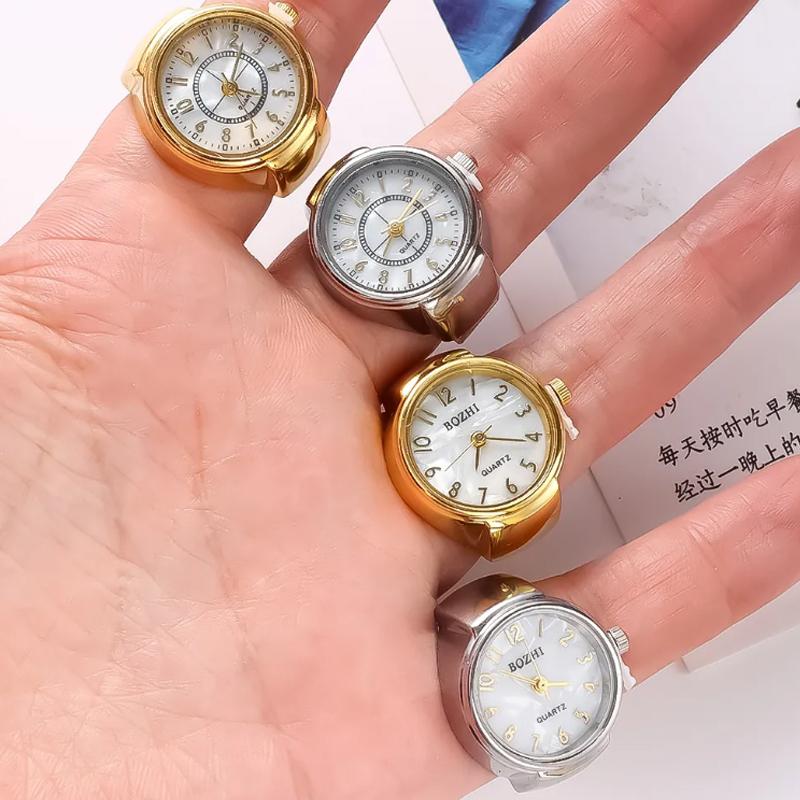 Трендовое унисекс кольцо из сплава с кварцевым механизмом, римское, мужское и женское, новое, золотистое, серебристое, часы-кольцо на палец, цифровые часы-кольцо, студенческое украшение AVE