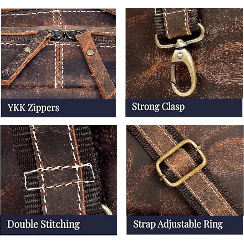 Leather Messenger Bag for Men  Full Grain Leather Briefcase Laptop Satchel Office Crossbody Travel Bag