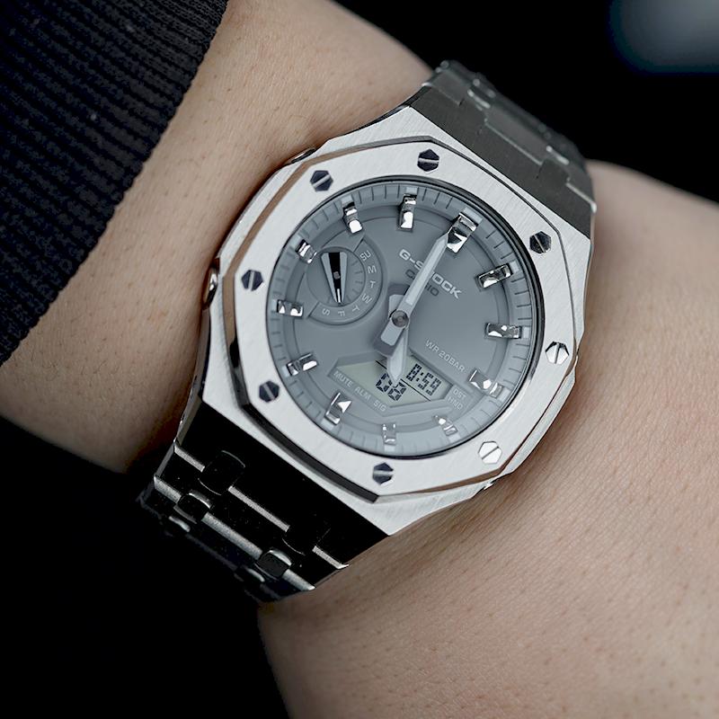 Casio Унисекс Часы с Жидкокристаллическим и Аналоговым Двойным Дисплеем Серия 48,5 мм Серые GA-2110ET-8A(Watch8--)