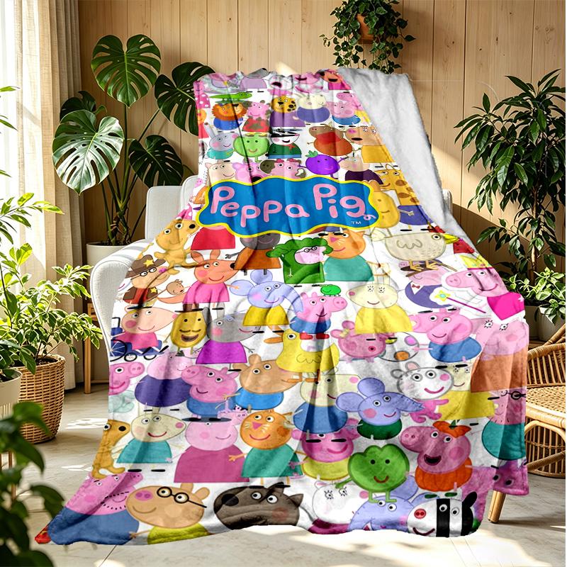 Peppa Pig Pattern Blanket for Home Decoration, Bed, Sofa, Car Travel, Camping, Suitable for All Seasons, Birthday Christmas Gift
