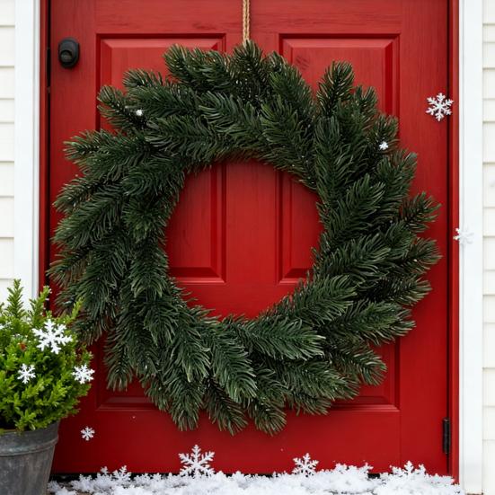 Рождественский венок из сосны и кедра Зимний венок из искусственной зелени Праздничный венок из искусственного кедра для внутреннего и наружного использования Украшение для фермерского дома на входную дверь