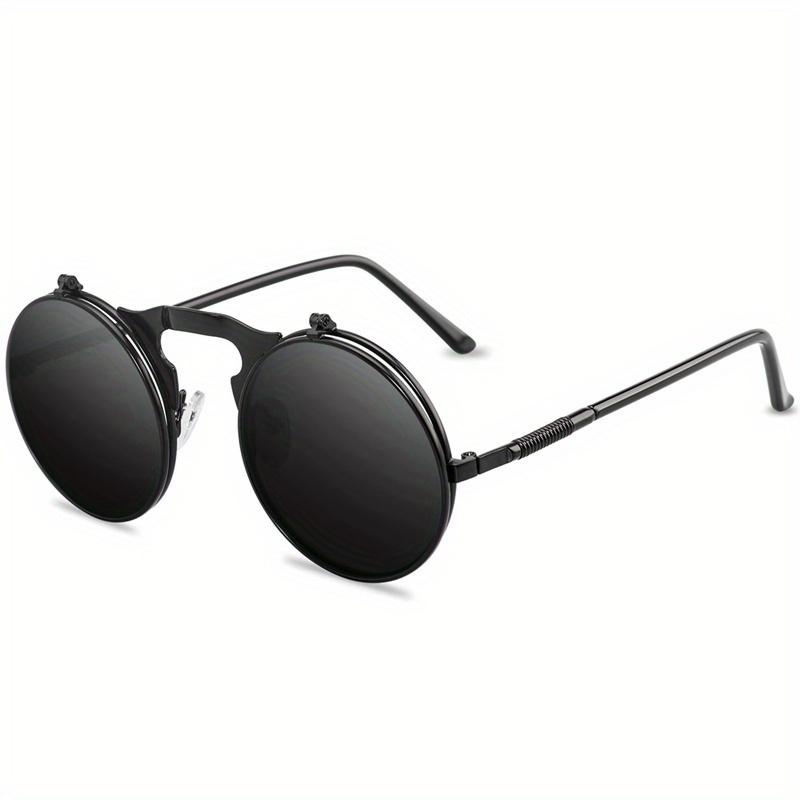 Steampunk Flip Up Men Sunglasses Vintage Men Round Metal Flip Double Lens Sun Glasses Non Polarized Glasses