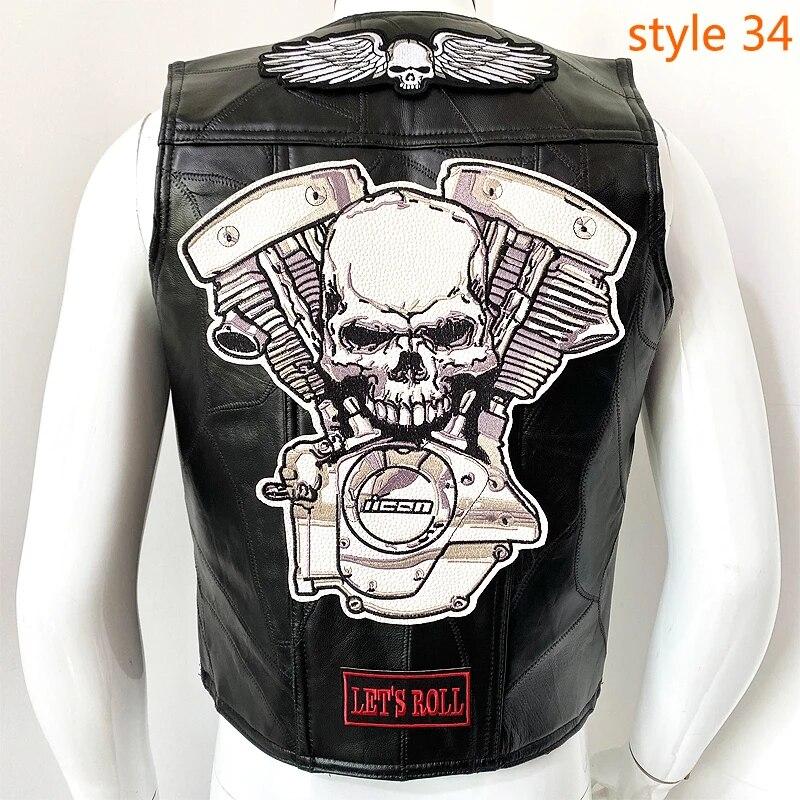 Мужской кожаный жилет с вышивкой Four Seasons Locomotive