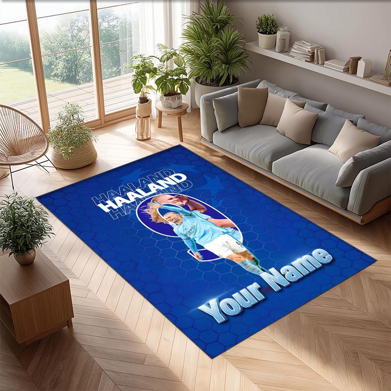 Erling Haaland Printed Crystal Velvet Rug Non‑Slip Crystal Velvet Carpet For Sofa Bedroom Indoor Home Decoration