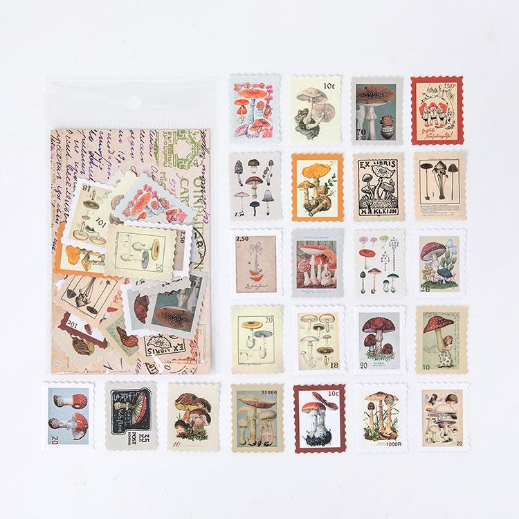 46pcs Vintage Stamp Butterfly Art paper Stickers Scrapbooking Decorative Stationery Junk Journal DIY Material Arts Deco Stickers
