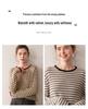 Cashmere Blend Women's Round Neck Color Block Stripe Knitwear: Loose, Elegant, Casual Autumn/Winter Pullover.