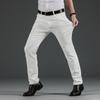 Four Season Men'S Elastic Straight Leg White Jeans Men'S Slim Fit Loose Casual Long Pants Men