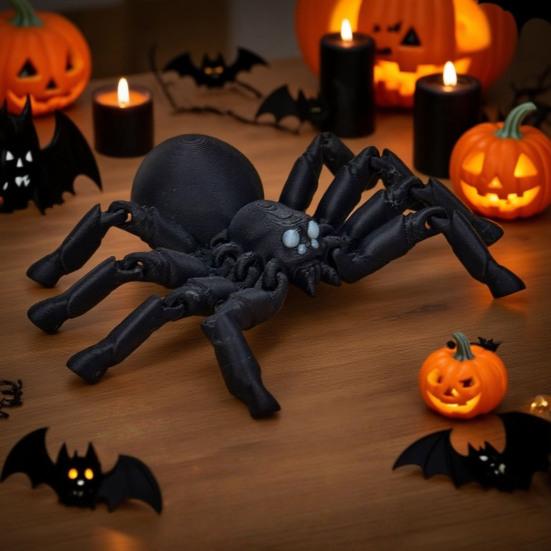 3D-печатная шарнирная фигурка паука, гибкий сустав, черная статуэтка паука, коллекционный готический орнамент для Хэллоуина, домашний декор